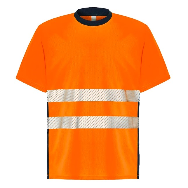 Orange Hi-vis T-shirt with Navy Inserts for Printing